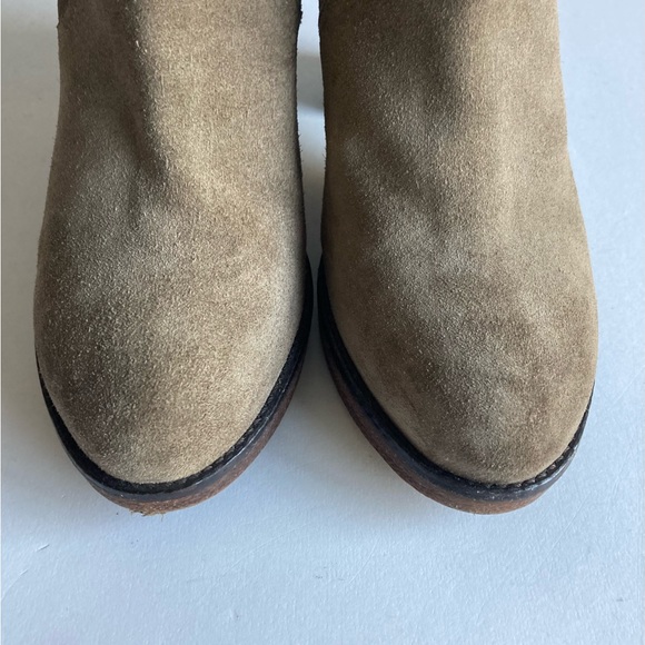 Frau Made in Italy Khaki Genuine Leather Suede Heeled Ankle Boots size 7 - Picture 7 of 15